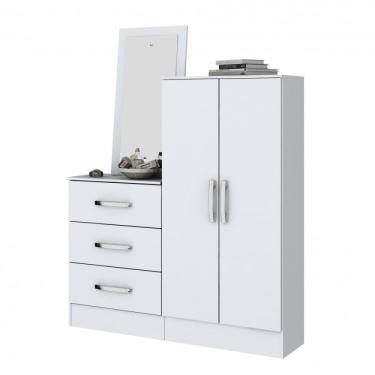 Imagem de Cômoda Sapateira Com Espelho Happy Siena Móveis Branco