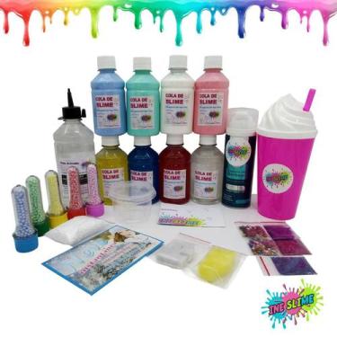 Imagem de Kit Slime Completo Colas Coloridas Cola Branca Cola Transparente Neve 