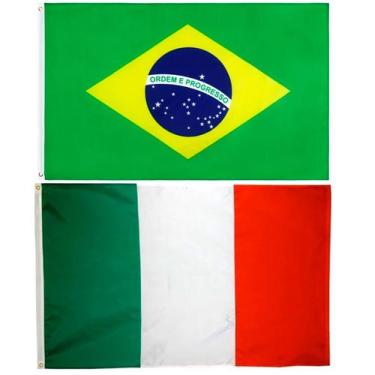 Imagem de Kit Bandeira Do Brasil + Bandeira Da Itália 150 X 90 Cm - EB