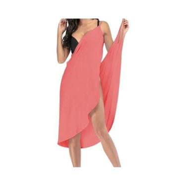 Imagem de Vestido Feminino De Cor Sólida, Saída De Praia, Biquíni, Sarong, Moda 