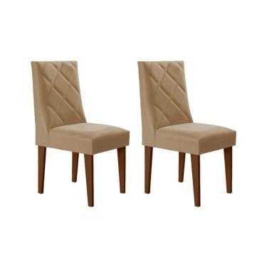 Imagem de Kit 2 Cadeiras Sala Jantar Berlim 2 Un Café/Linho Bege Turim - Rufato