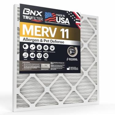 Imagem de BNX Filtro de ar TruFilter MERV 11 20 x 22 x 1 (pacote com 4) - Feito nos EUA - Allergen Defense eletrostático plissado ar condicionado HVAC AC filtros de forno para alergias, poeira, animais de