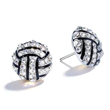 Imagem de Brincos esportivos para presentes, acessórios para mulheres, lindos brincos de strass para futebol, vôlei, basquete, futebol, roupa de dia de jogo, Middle, Metal, Sem pedra preciosa