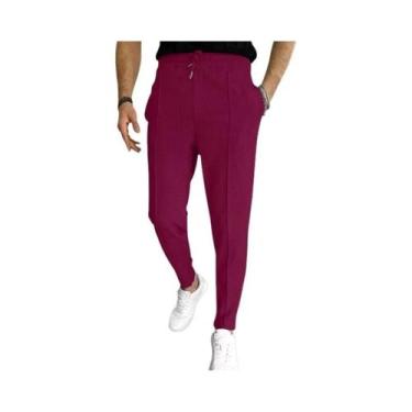 Imagem de Calças Esportivas Casuais Masculinas Slim Fit Em Waffle Com Cordão Aju