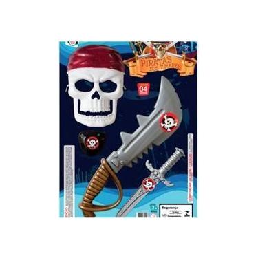 Imagem de Kit Pirata Infantil 4 Peças Sete Mares - Genérico