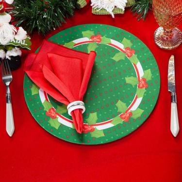 Imagem de Kit Capa De Sousplat Estampado Natalina C/ Guardanapos Mesa Posta Jogo Americano 10 Lugares -