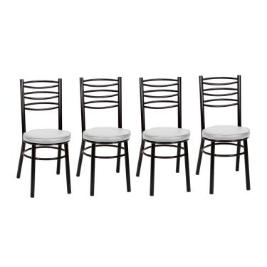 Imagem de Kit 4 Cadeiras Cp34 Pintadas Pretas Debrum Treparoni Preto Com Branco