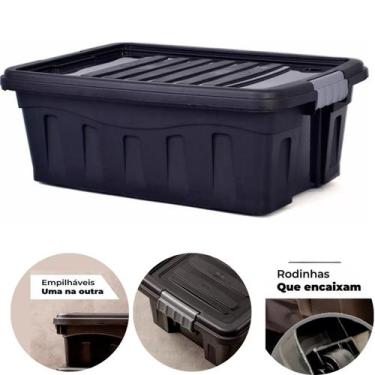 Imagem de Caixa Organizadora Multiuso 31L Empilhável Trava e Rodizio - MB