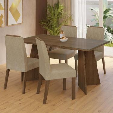 Imagem de Conjunto Sala De Jantar Mesa Tampo De Vidro 4 Cadeiras Rustic/imperial Porto Madesa