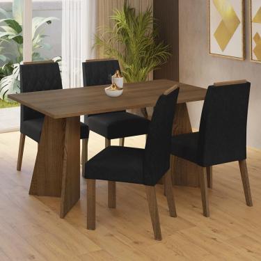 Imagem de Conjunto Sala De Jantar Tampo De Madeira 4 Cadeiras Rustic/oxford Tulum Madesa