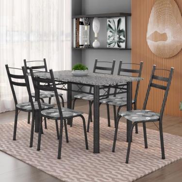 Imagem de Conj De Mesa Itália Com 6 Cadeiras 1,40m Granito/Dark