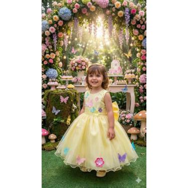 Imagem de Vestido Princesa Belli Anabel Jardim Encantado Amarelo - Tecido Misto 