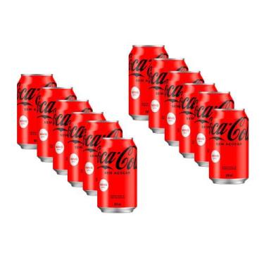 Imagem de Kit 12 Refrigerante Coca Cola Sem Açúcar Lata 350ml - Coca-Cola