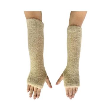 Imagem de Luvas Sem Dedos De Veludo Tipo Vison Para Mulheres, Aquecedores De Pul