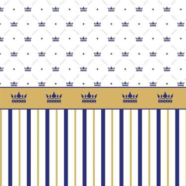 Imagem de Papel De Parede Coroa Azul E Listra Dourada Infantil Adesivo