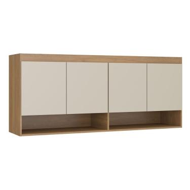 Imagem de Armário Aéreo 4 Portas Guarda Roupa Modulado Selene 160x68 Cm Mdp Carvalho 6003 Menu