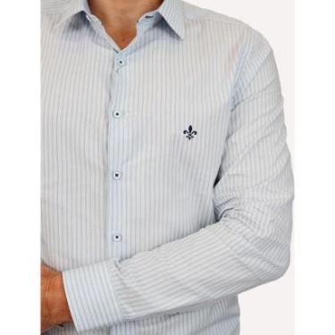 Imagem de Camisa Dudalina Masculina Milano Fit Easy Icon Listras Azul Claro-Masculino