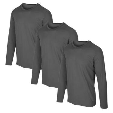 Imagem de Kit com 3 Camisetas Proteção Solar UV +50 Masculina Slim Fitness - Sli