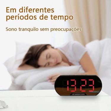 Imagem de Relógio Despertador Digital LED Espelhado - Tudo em Caixa