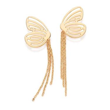 Imagem de Maxi Brinco Borboleta Banhado a Ouro Rommanel 527543 Cor:Dourado, Dour