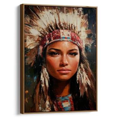 Imagem de Quadro decorativo Índia de Olhar Profundo - Art Canvas, 60 x 40 cm, Ta