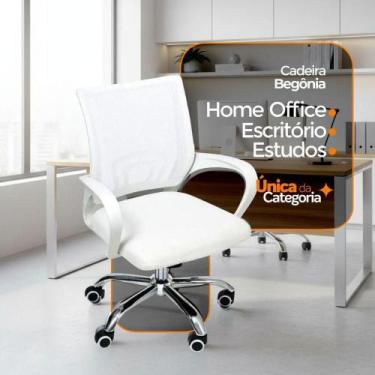 Imagem de Kit 3 Cadeiras De Escritório Oficial Begonia Tela Mesh Ergonômica Bran
