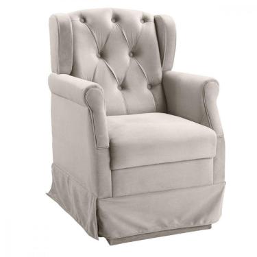 Imagem de Poltrona Cadeira Amamentação Balanço Ternura Veludo Marfim Star Confort