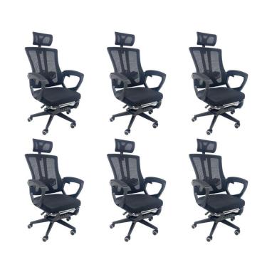 Imagem de Kit 6 Cadeiras de Escritório Presidente Executiva Oficial Paris Preto