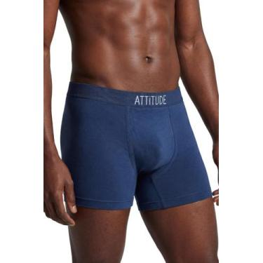 Imagem de Cueca Masculina Attitude Sem Costura em Poliamida, P, Marinho c, Branc