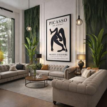Imagem de Quadro Canvas Picasso The Acrobat 90x60cm Mold Branca