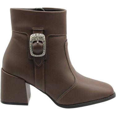 Imagem de Bota Casual Cano Mèdio Moleca Fivela Cravejada Napa Berlim Feminina