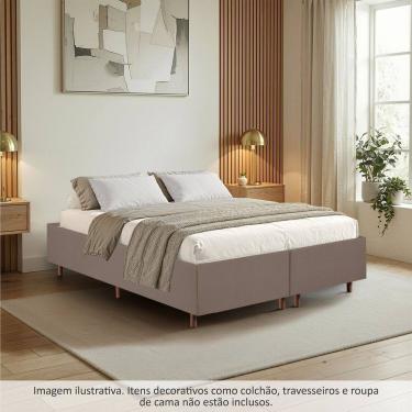 Imagem de Cama Box Queen em Madeira Eucalipto Base Resistente e Durável Santorini Espresso Móveis Marrom Claro