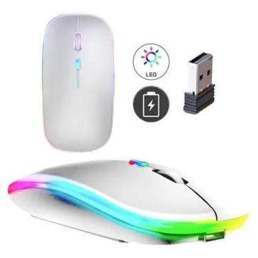 Imagem de Mouse Sem Fio Recarregável Óptico Laser Branco 1600dpi Ergon - Congrat