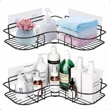 Imagem de Kit 2 Suportes Porta Shampoo Banheiro Metal Preto Edicasa Pa - Congrat