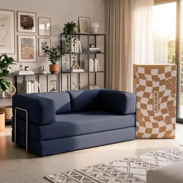 Imagem de Sofá Cama Bloom  Retrátil e modular  Sofá na Caixa, Azul - Boucle