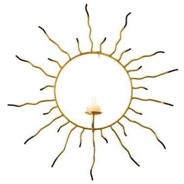Imagem de Porta Velas De Parede Sol Em Ferro Artesanal Decorativo - Empório Arte