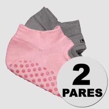 Imagem de Kit de 4 Meia Lupo Performance Sapatilha Pilates Feminina Rosa e Cinza