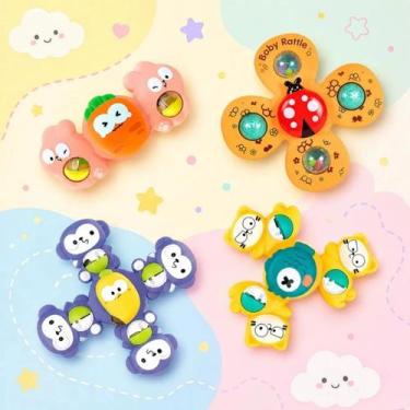 Imagem de Kit 4 Spinner Gigante ventosa Brinquedo Infantil Chocalho Giratório Sp