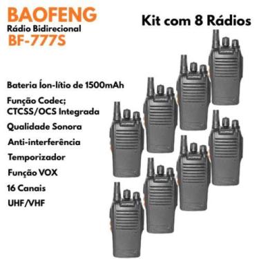 Imagem de Kit 8 Rádio Portátil Baofeng BF-777S Alta Durabilidade - Radio Comunic