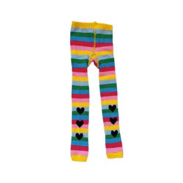 Imagem de Meia Infantil Legging Listras Coloridas e Corações Cantarola