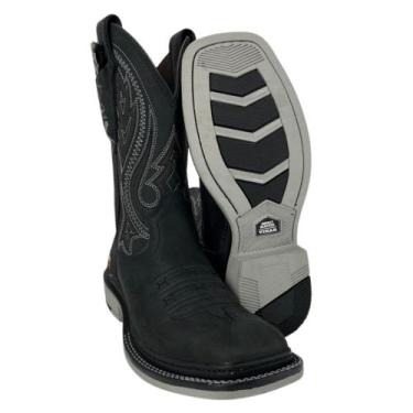 Imagem de Bota Texana Preta Masculina Couro Legítimo Original Vimar Com Canivete