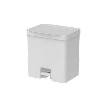 Imagem de Lixeira de Plástico com Pedal Banheiro e Cozinha Branco 20L Ou, U