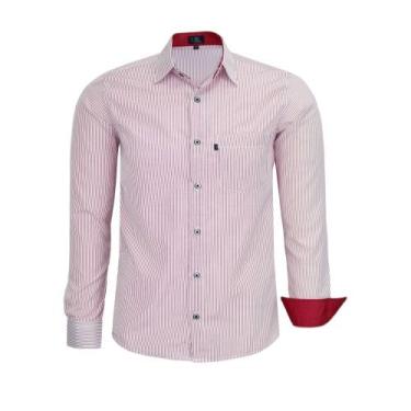 Imagem de Camisa Social Masculina LBL Manga Longa Comfort Listrada Com Bolso 301