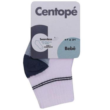 Imagem de Meia de Bebê Masculino 17 a 21 Branco e Azul - CENTOPÉ
