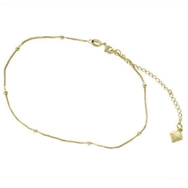 Imagem de Tornozeleira PRI Style Folheada A Ouro 18K Antialérgica Com Bolinhas -
