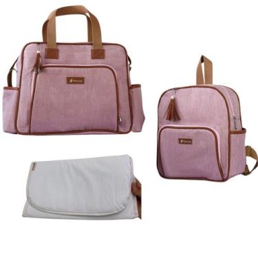 Imagem de Bolsa Mochila c/ Trocador Maternidade Montecarlo Cor:Rosa - Mappyng