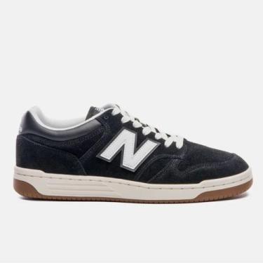 Imagem de Tênis New Balance 480 Low Preto Bege Masculino Casual, 38, Pto, Bgec