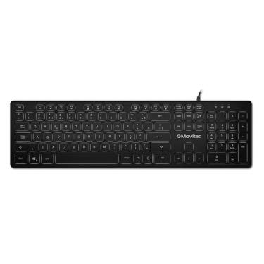 Imagem de Teclado com Fio Retroiluminado OTF-02 LED Branco Slim Abnt2 Multimídia com Teclado Numérico Movitec
