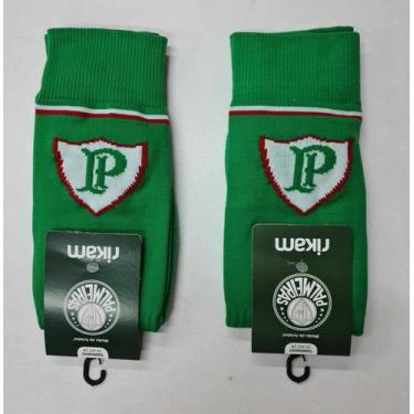 Imagem de 2 Pares Meião Futebol Time Palmeiras Licença Rikam.Cor:VerdeTamanho:29
