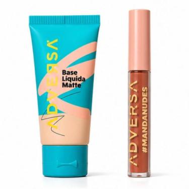 Imagem de Kit Maquiagem Adversa Base Líquida Matte Tom 100 + Batom Nude Problemi